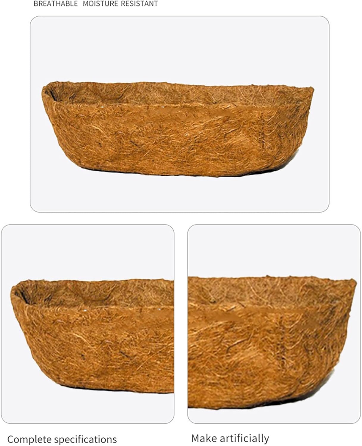 2 Pack Coco Coir Liner Coconut Liner Hay Rack Window Planter for Window Box Hanging Trough (23.6 inch)