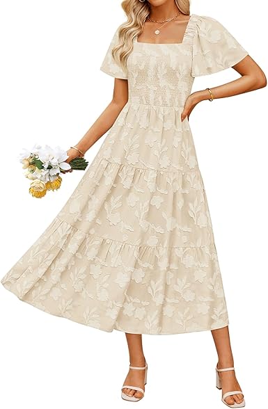 ZESICA - Boho Floral Tiered Midi