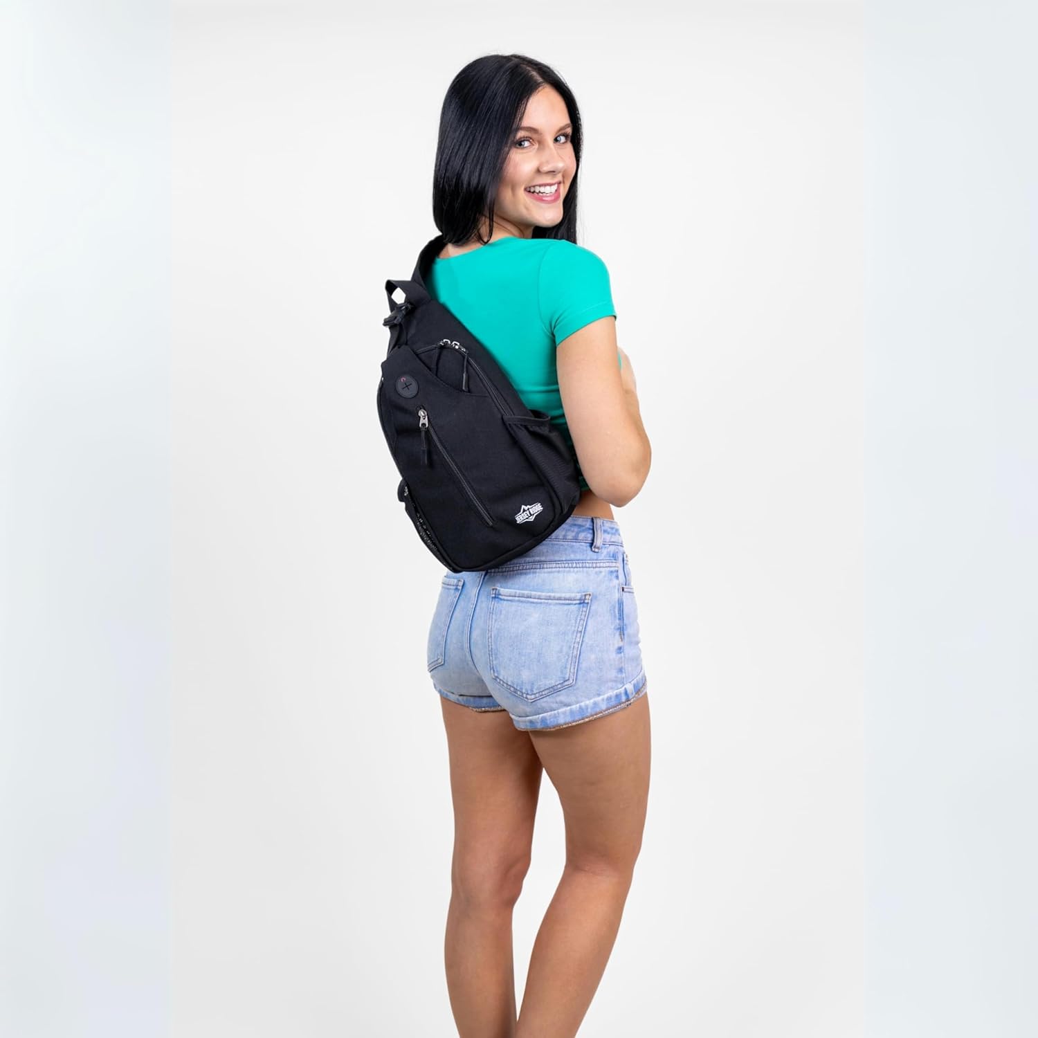 Crossbody Sling Bag – Anti-Theft Carryall Daypack Backpack with Adjustable Chest Strap for Travel or Hiking (Black) - Image 2