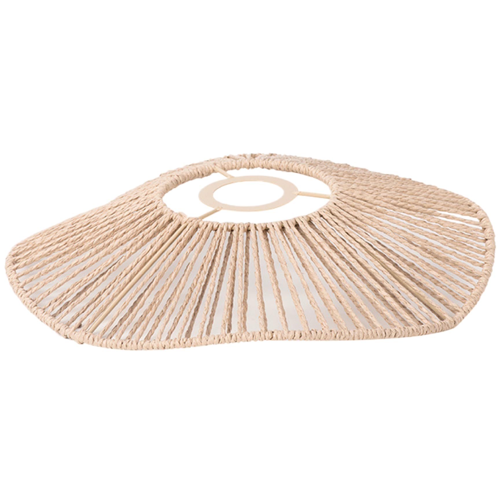 Beahing Yellow Paper Rope Woven Lamp Shade 11.8 Inch, Simulation Rattan Lamp Shade Retro Boho Style, Pendant Light Rustic Ceiling Living Room