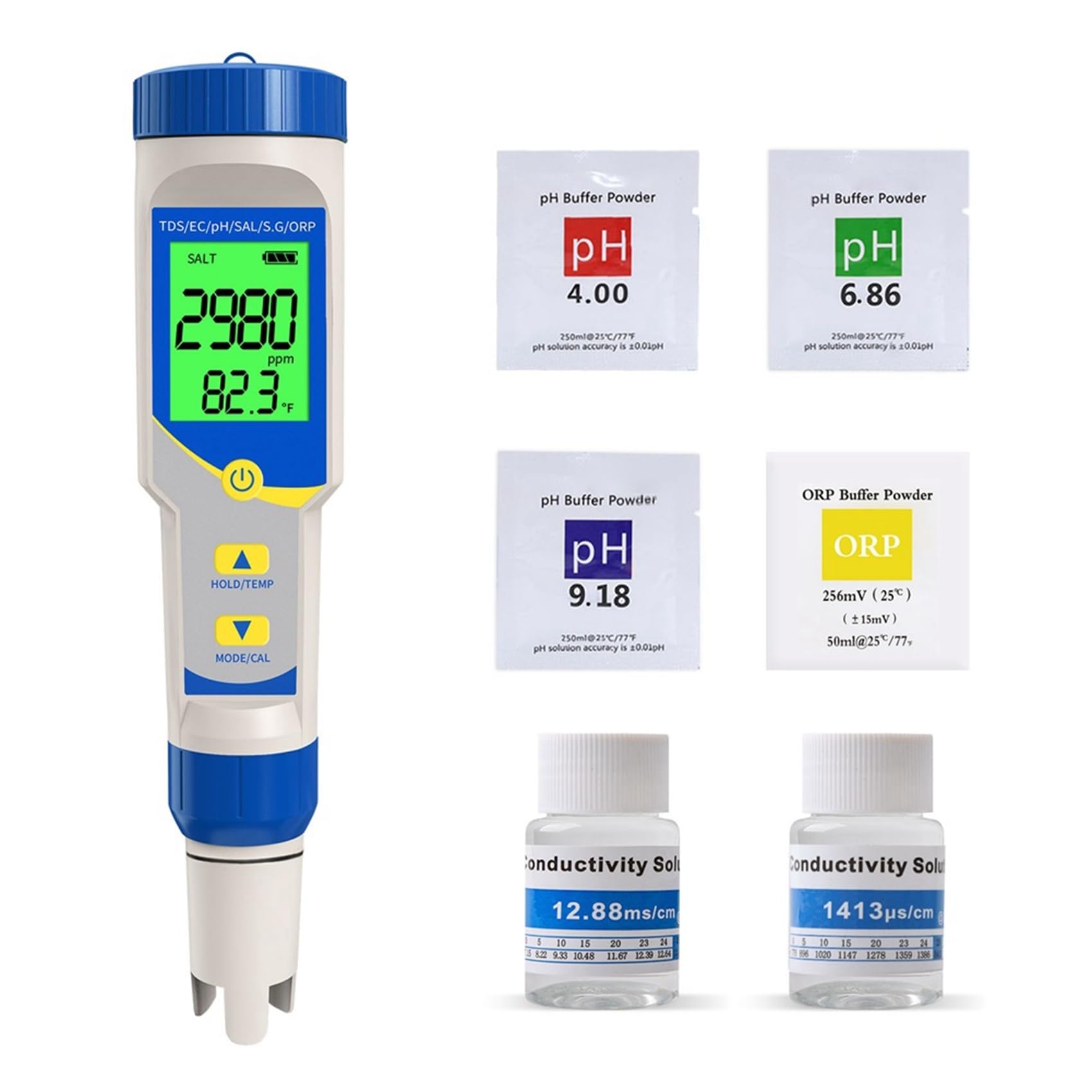 Yrreaty High Accuracy 7 In 1 Ph Meter Water Quality Tester Tds Ec Orp Ppm Salometer For Pool Aquarium Hydroponics