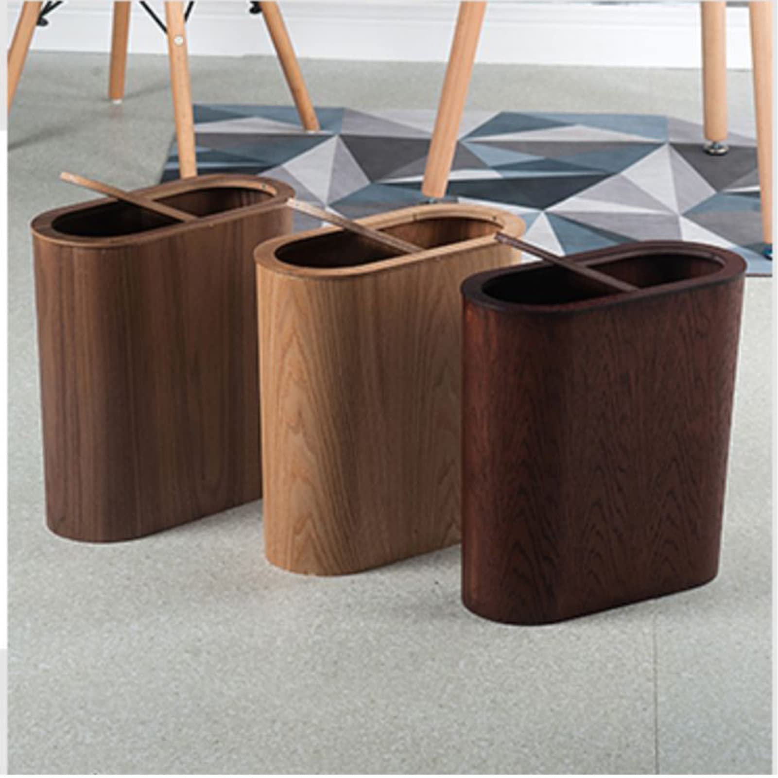 Cestino della spazzatura di legno cestino del riciclaggio della carta con il cestino del coperchio del coperchio di scossa ultra- stretto cestino dei rifiuti creativi per sotto ufficio scrivania
