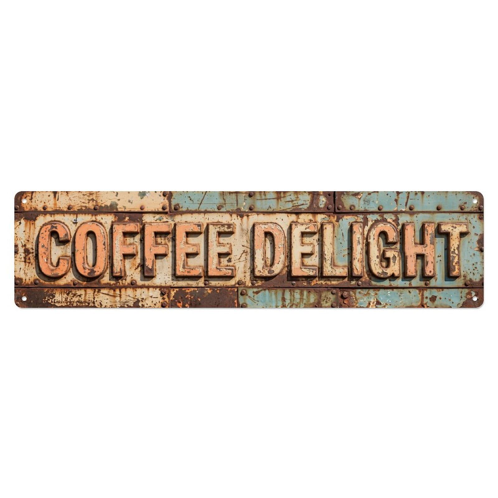 Coffee Delight Home Metal Tin Skinny Sign Plaque Wall Decor for Cafe, Club Bar, Office, Home Garden Metal Poster 4x16Inch