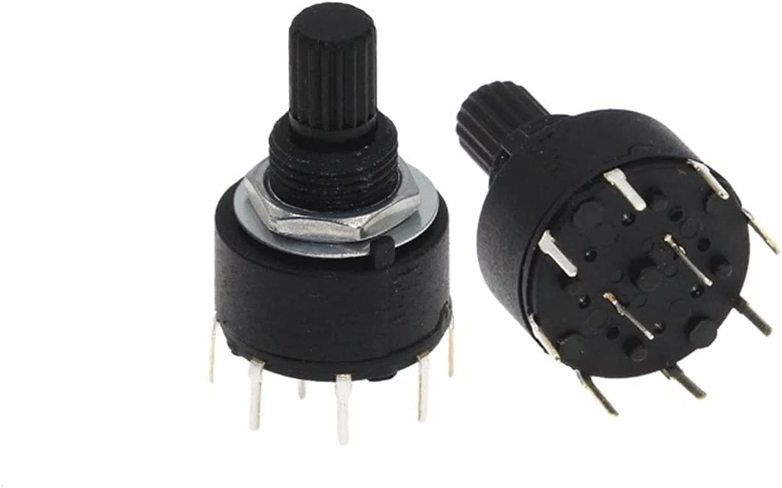 AQHYEBNSR Rotary Encoder 100PCS RS16 Plastic 16MM Band Switch 2 Pole 3 4 Position 1 5 6 8 Handle Length 15MM Axis(1 Pole 8)