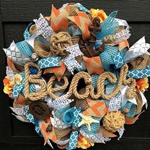 Decorative Beach Wreath, Deluxe Summer Burlap Beach Welcome Wreath - Ready to Ship