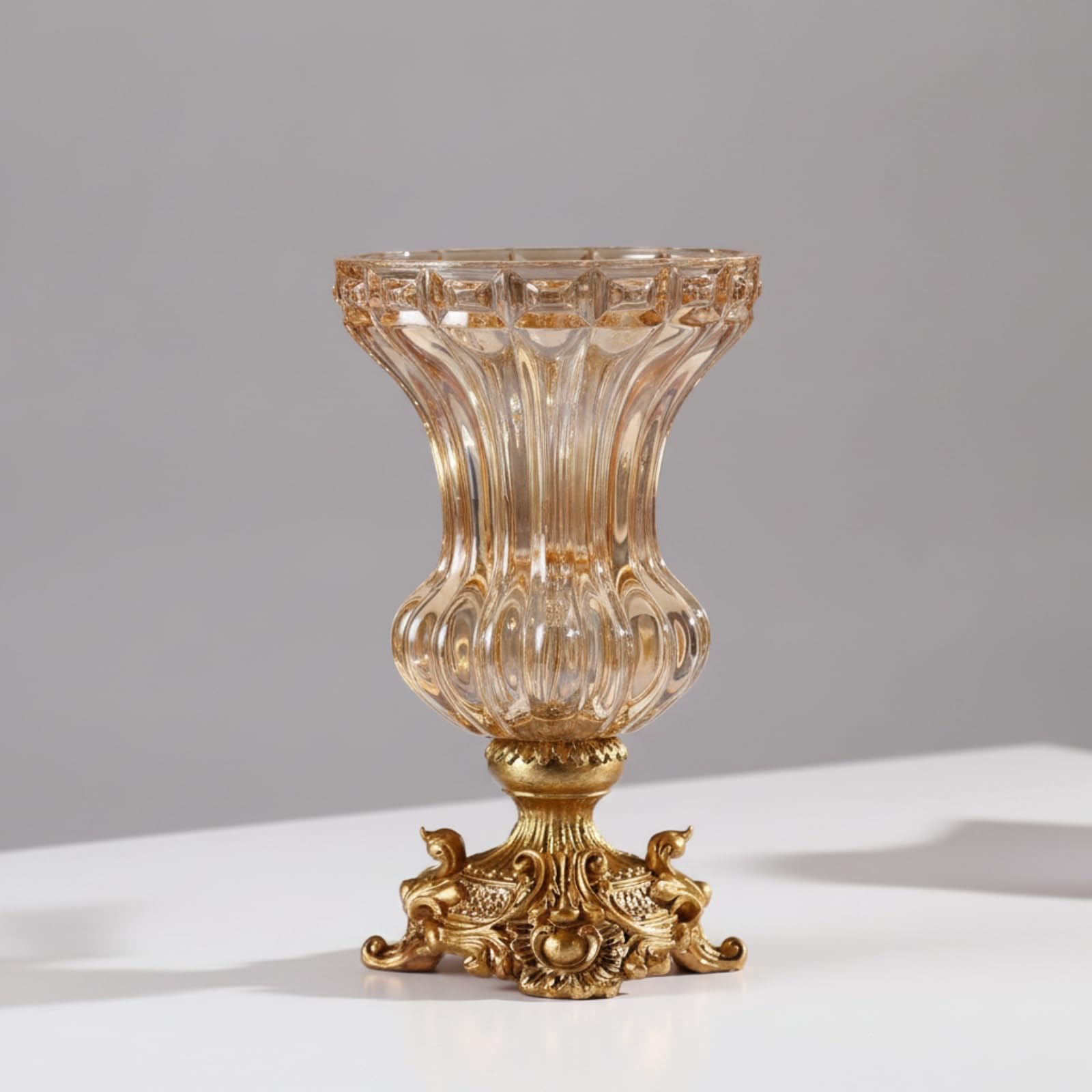Vaso in Vetro con Base in Resina Elegante Vaso di Vetro con Base Decorativo Oggetto D'arredo per Interior Designer, Fioristi, Ingresso, style to 1