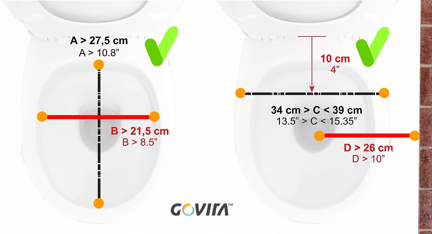 GOVITA - Rialzo WC per Anziani con Braccioli e Coperchio – Alzawater Universale per Disabili e Protesi Anca, Sedile WC Rialzato Bianco (10 cm)