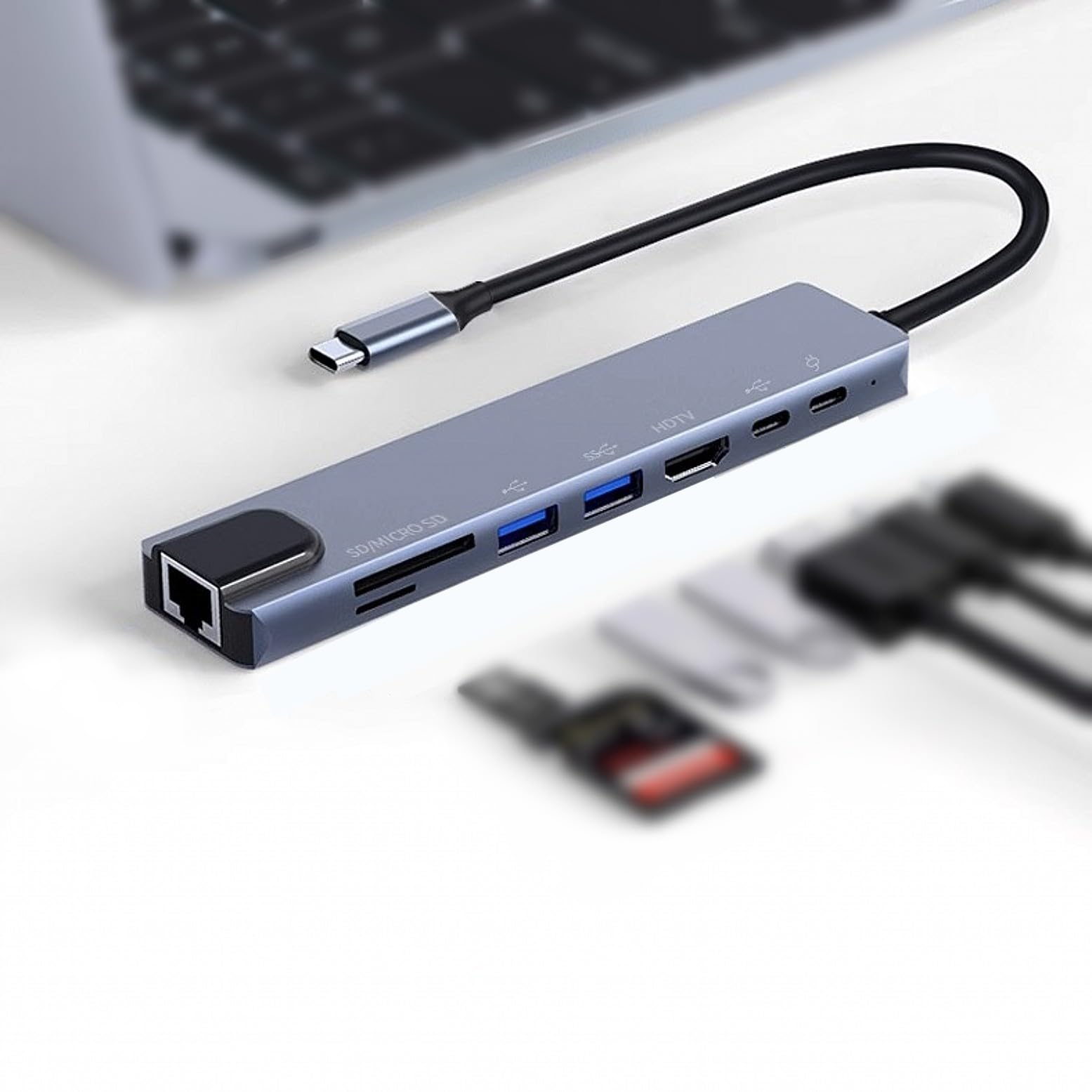 JZK Hub USB C pour MacBook, iPad Pro, Dell XPS - Répartiteur multiport 8 en 1, HDMI 4K, 87 W PD