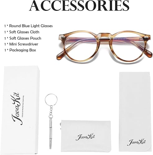 Miniatura 7 de JOVAKIT Gafas redondas de luz azul para mujeres y hombres, a la moda, retro, con marco circular, anteojos para computadora, antifatiga ocular