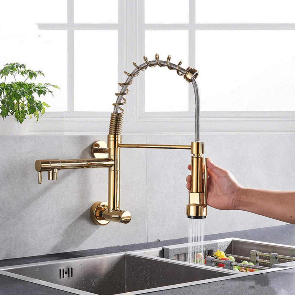 Huin Rubinetto da cucina Rubinetto per acqua fredda con una maniglia per cucina Rubinetto monoforo a parete estraibile con beccuccio girevole