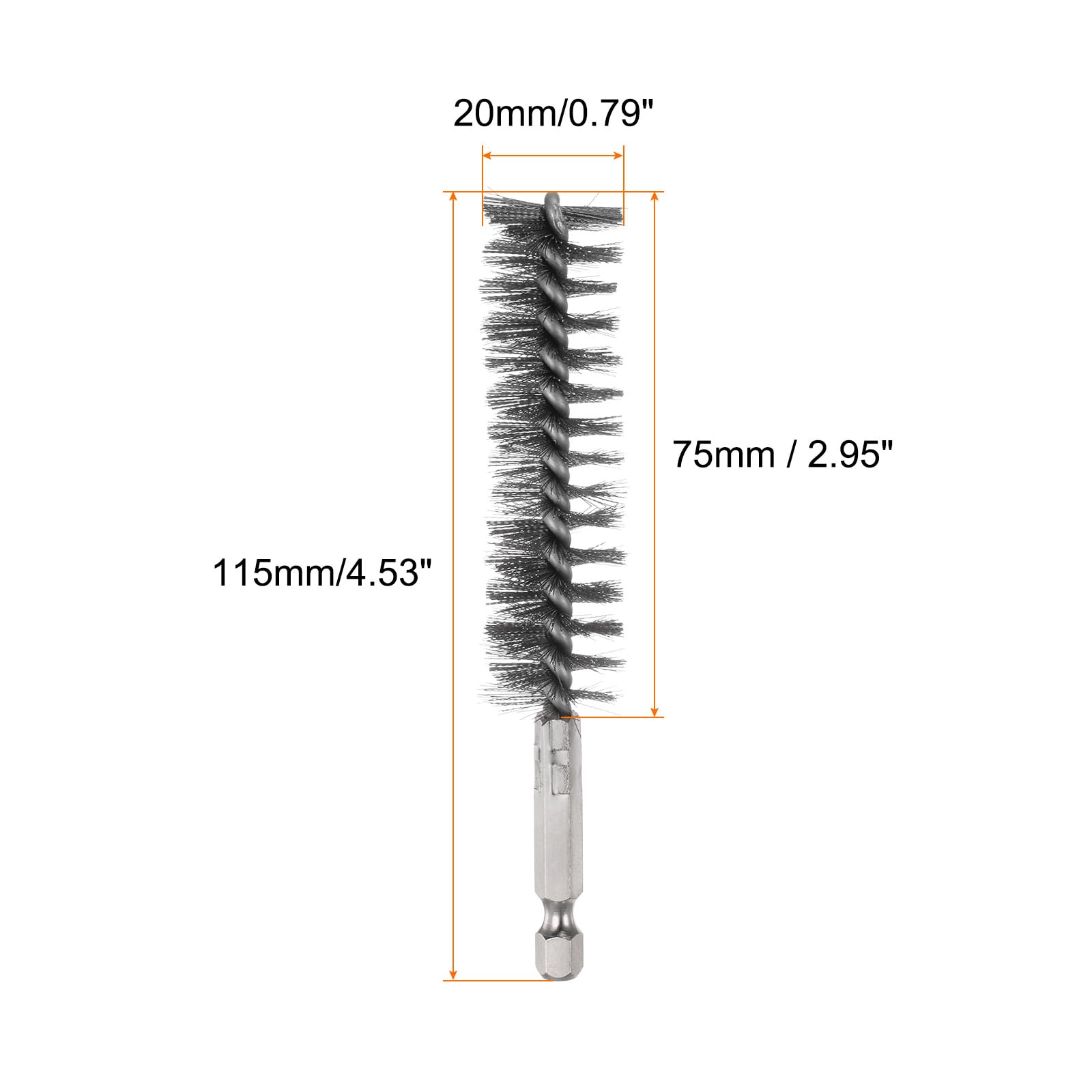 QUARKZMAN 5Pcs Cepillo de Alambre de Acero Inoxidable 20mm Diámetro para Limpieza de Tubos y Conductos con Mango y 1/4" Vástago Hexagonal para Tubos Puertos Rodamientos