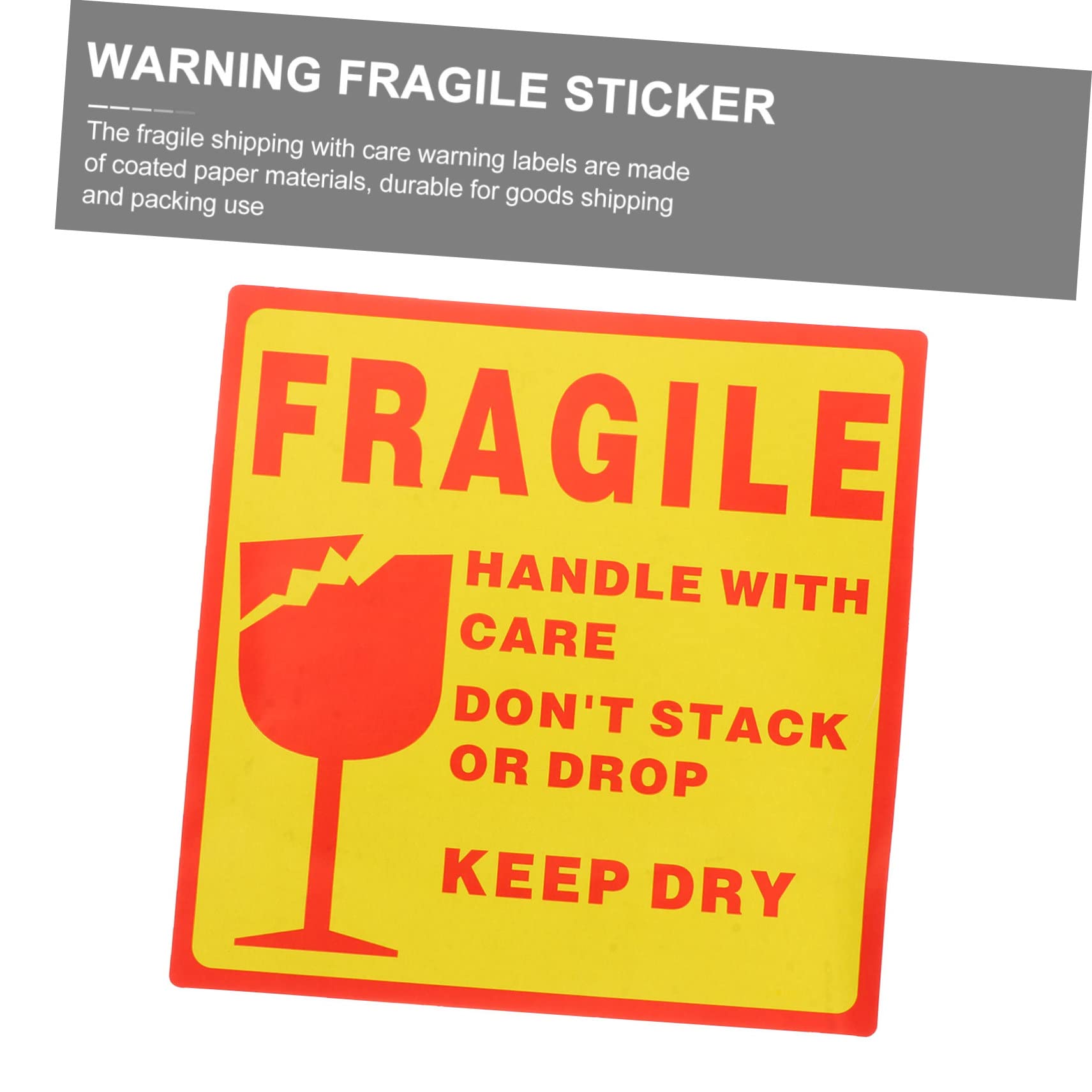 Etichette Adesive di Avvertenza Fragile 10x10 Cm Rosso Giallo Set da 500 Pezzi per Imballaggio e Spedizione Merci Fragili Resistente e Autoadesivo per Uso Industriale e Traslochi