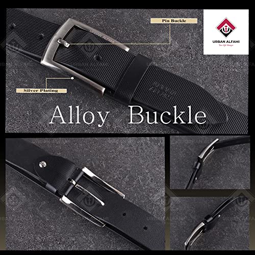 Image of Urban alfami Genuine Leather Belt for Men | SQ-104 | Size 28-46 (BLACK SQ104, 46)