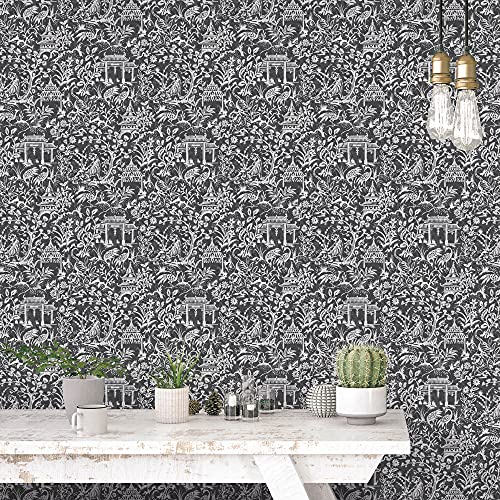Galerie G78510 Secret Garden Toile Wallpaper, Black/Cream, 10m x 53cm - Image 2