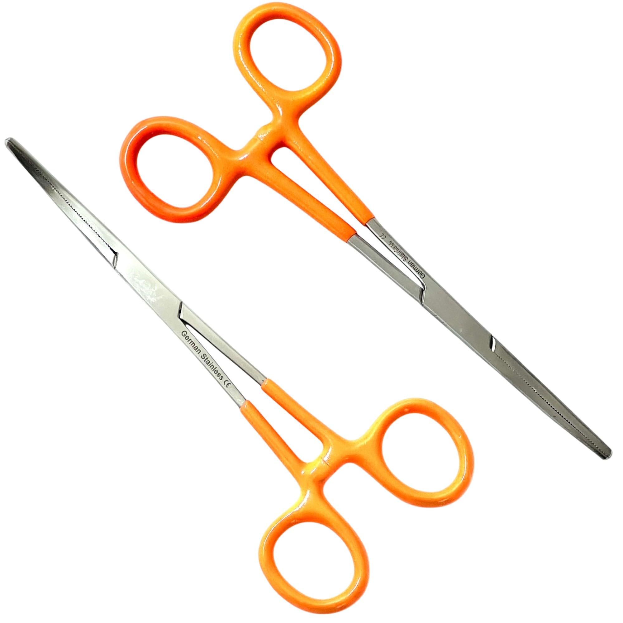 German Vinyl Grip Locking Straight & Curved Hemostat -Hemostat Forceps- Stainless Steel Locking Tweezer Clamps - Ideal Hemostats for Nurses, Fishing