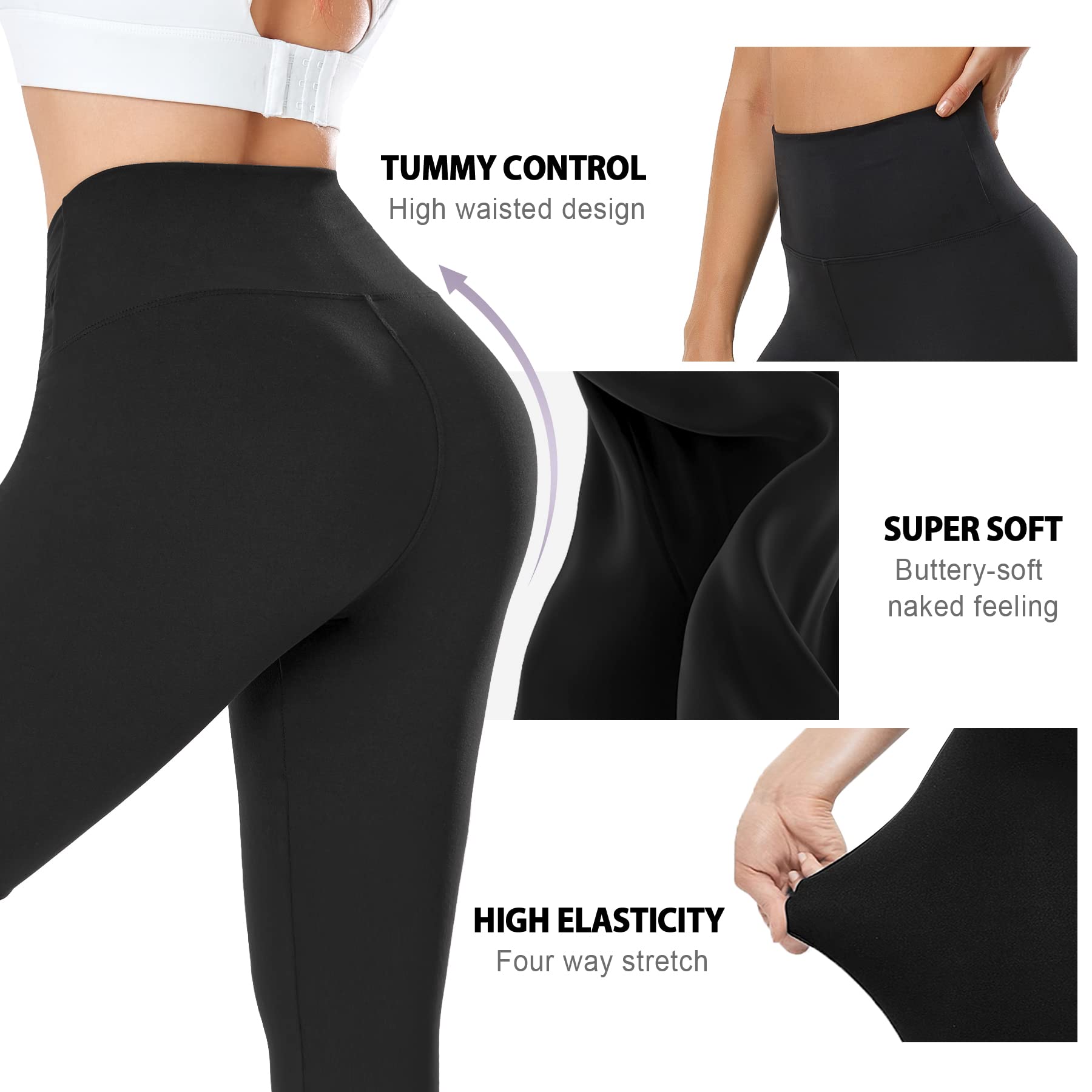 FULLSOFT 7 Pack Leggings for Women - High Waisted Tummy Control Workout Yoga Running Tights Pants