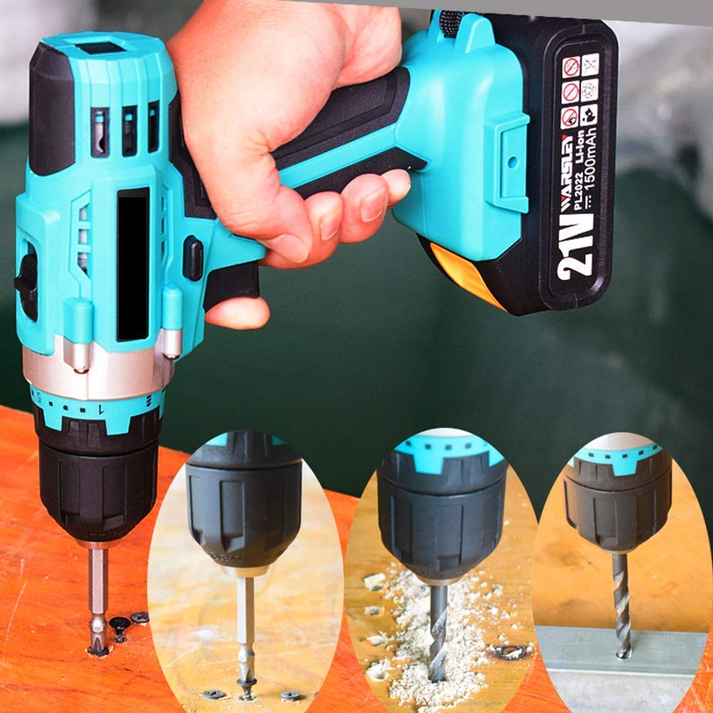 Trapano Avvitatore a Batteria 21 V Avvitatore Elettrico Coppia Massima 50 NM, Trapano Avvitatore a Batteria 3 in 1 Set Trapano Elettrico Wireless Cacciavite a Batteria Mini Trapano