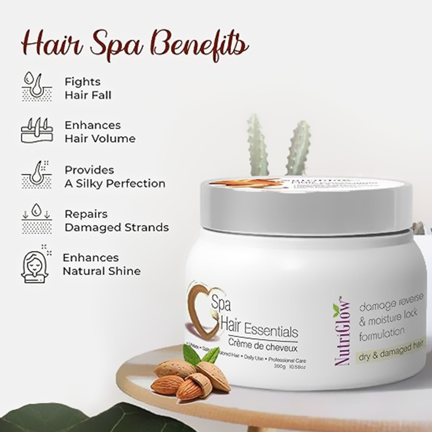 NutriGlow Hair Spa Cream with Damage Reverse & Moisture Lock Formulation for Dry & Damaged Hair - 300g 2