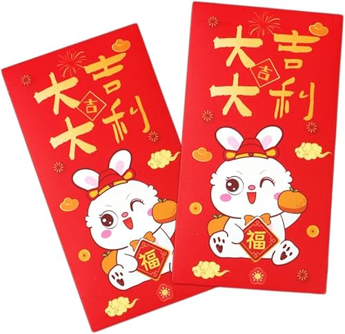 OneWayTech - Sobres rojos para el año del conejo bolsillos para dinero de la suerte Hong Bao para festival de primavera Año Nuevo 10 unidades color1