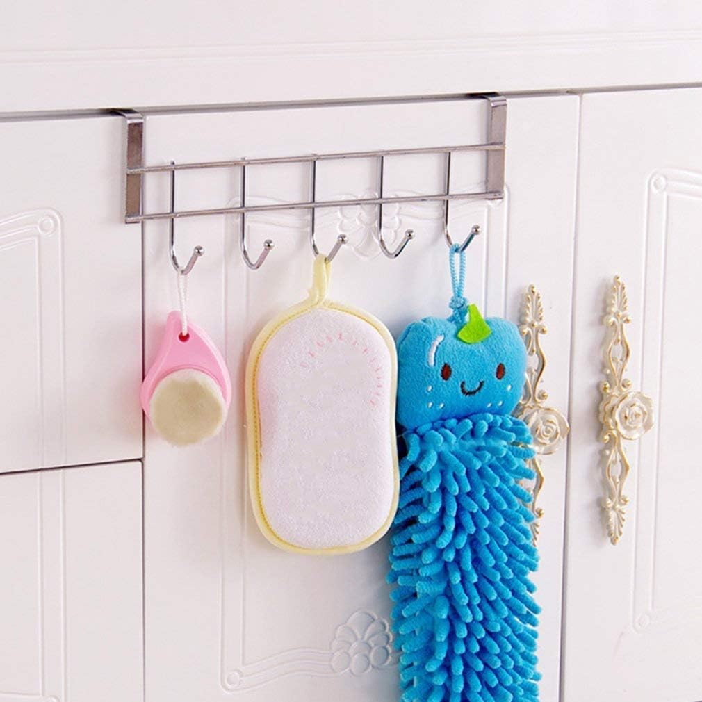 Chavda Stainless Steel Over The Door Hook Hanger (Silver) -5 Hooks 3