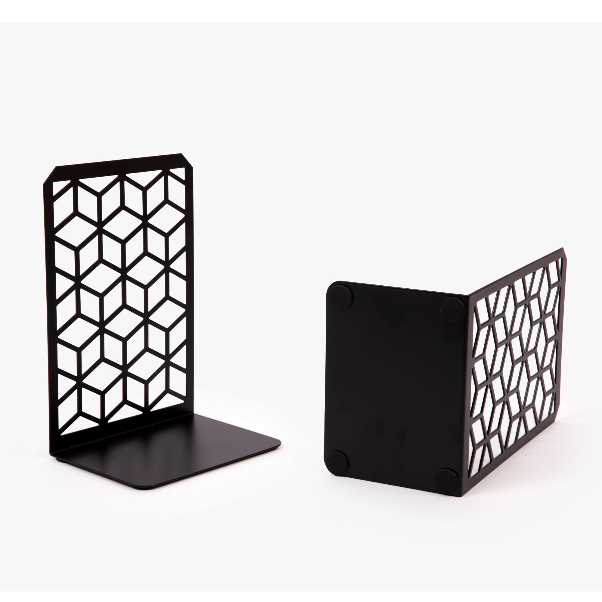 1 Pair Black Metal Bookends Kitchen Heavy Duty Study Non-Skid Tableware 4.7x3.5x7 Book Holder - View #2