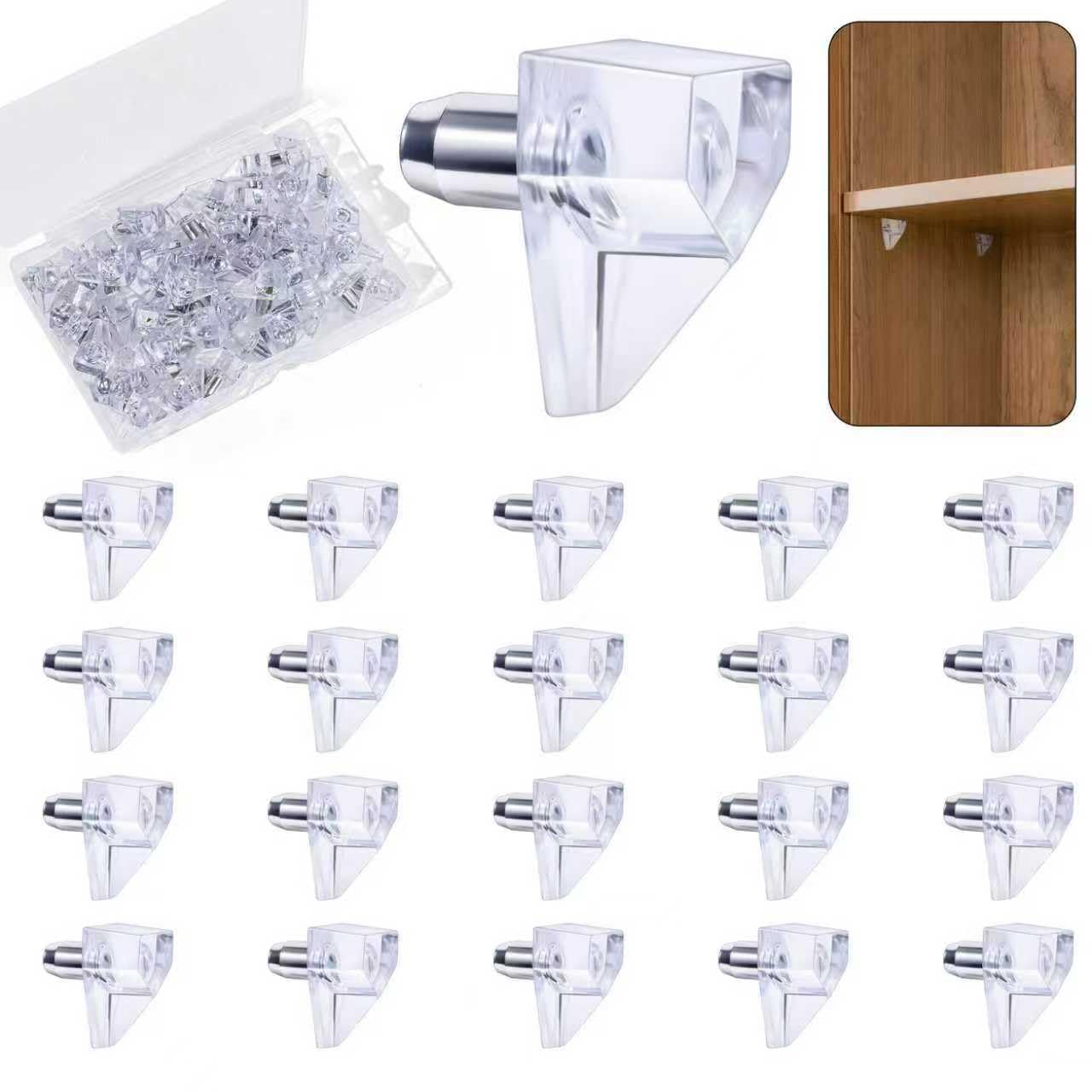 Photo 1 of **8 packs** Impnit 25Pcs 5mm Shelf Support Peg, Cabinet Shelf Pegs, Shelf Support Pegs for Shelves, Clear Plastic Peg Cabinet Shelf Supports Pins for Kitchen Furniture Book Shelves Shelf Holder Locking Pins