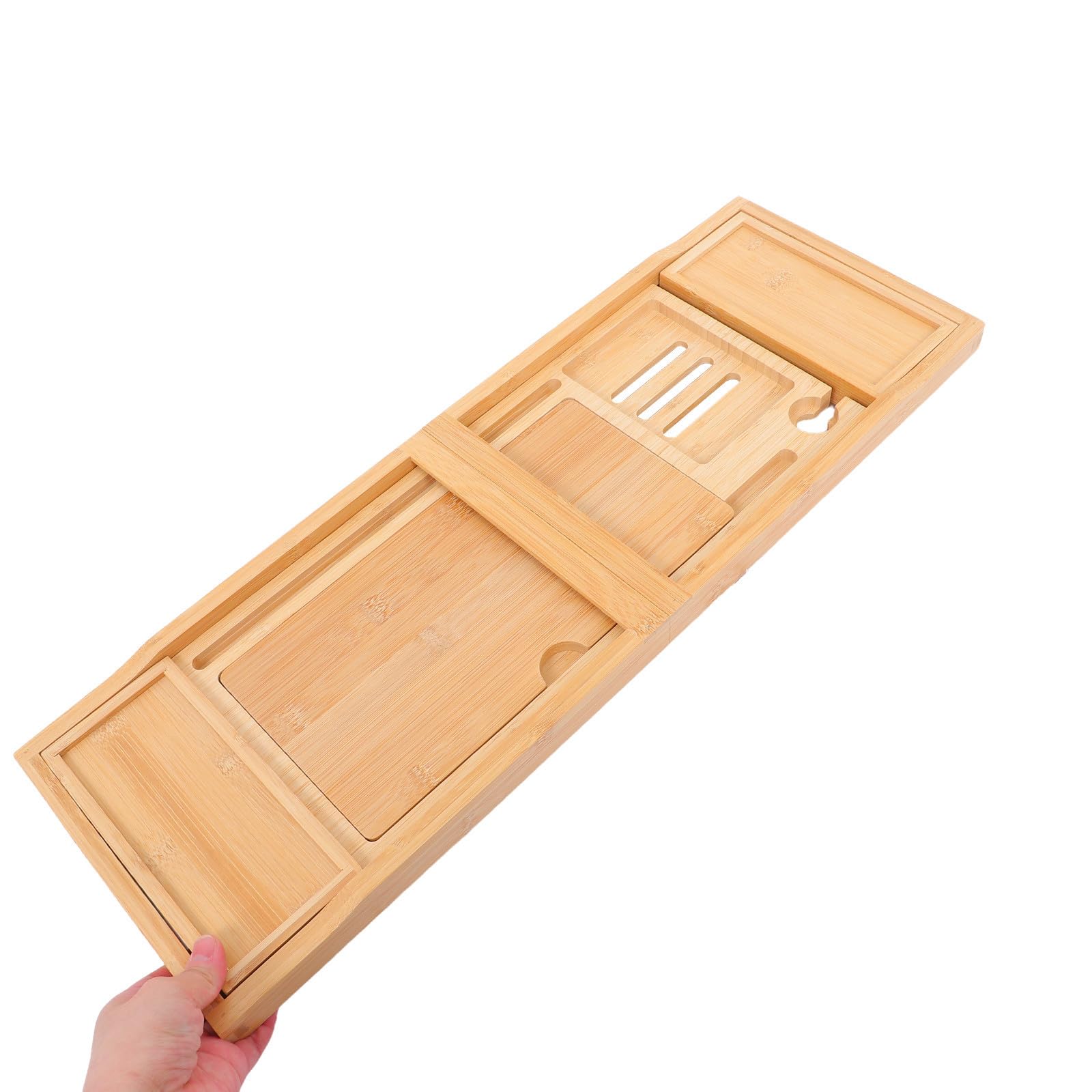 Vassoio Vasca da Bagno Regolabile in Metallo, Multiuso, Beige