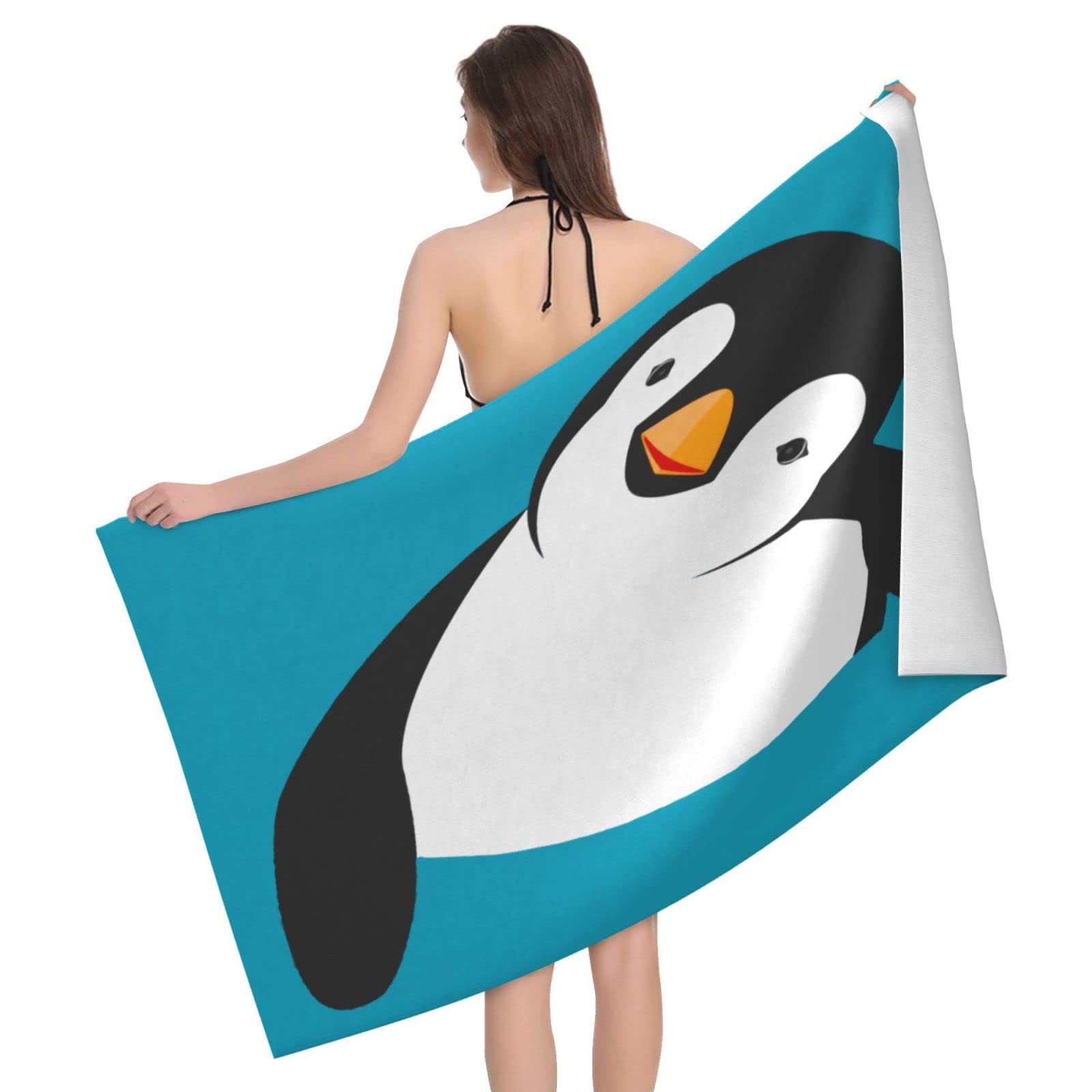 Lawenp Penguin 1 Beach Towel, Lightweight Sand Free Quick Dry Microfiber Absorbent Bath Towel for Kids, Adults, Swimming, Bath, Yoga, Pool, Travel, Camping 32"X52"