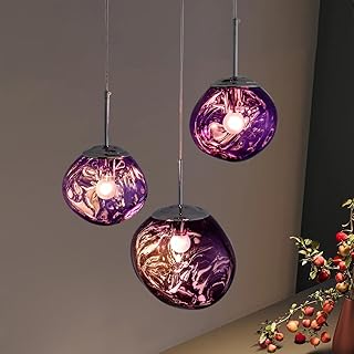Sedelan 3-Light Purple Pendant Light Island Light, Dark Shade with Lava ...