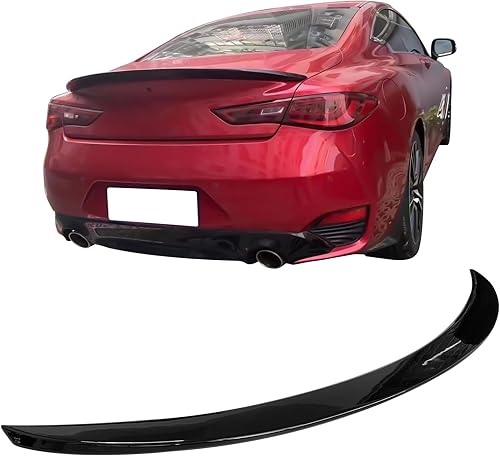 Miniatura 2 de IKON MOTORSPORTS, Alerón de maletero compatible con Infiniti Q60 2017-2022, plástico ABS negro brillante estilo X High Kick Duckbill alerón de tapa