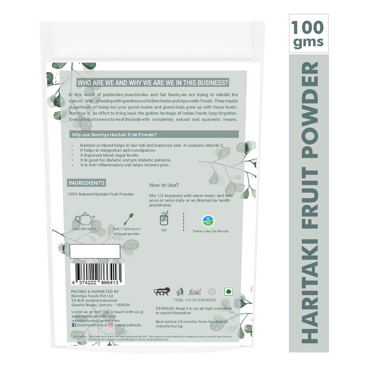 Namhya – Haritaki Powder – 100g x 3 (150+ Servings) – Colon Cleanse, Immunity, Digestion Support – [Haritaki Fruit] – 100% Natural, No Preservatives – Balances Vata, Kapha – Ayurvedic Detox - Image 2 thumbnail