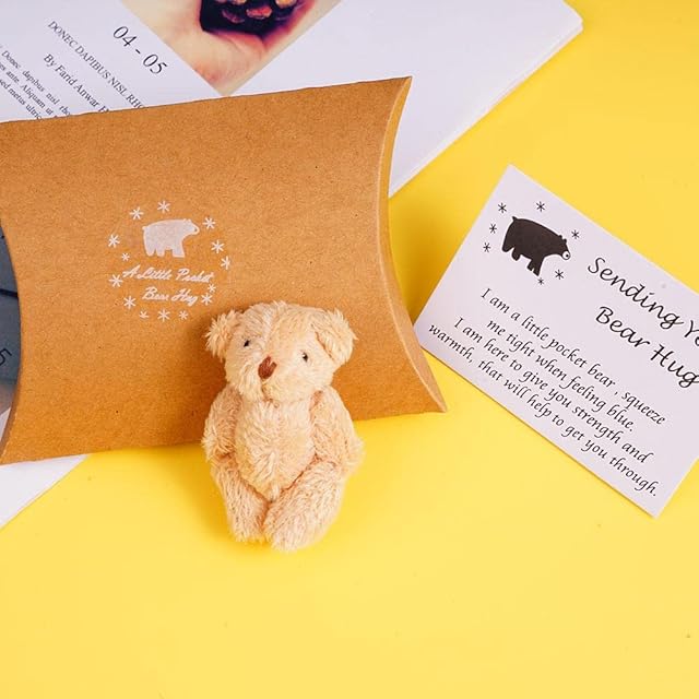 A Little Pocket Bear Hug, Mini Animal Pocket Hug Bear Decoration, Sending You a Bear Hug, Encourage Gift for friends, lovers, Birthday, Wedding, Light Brown, one-size