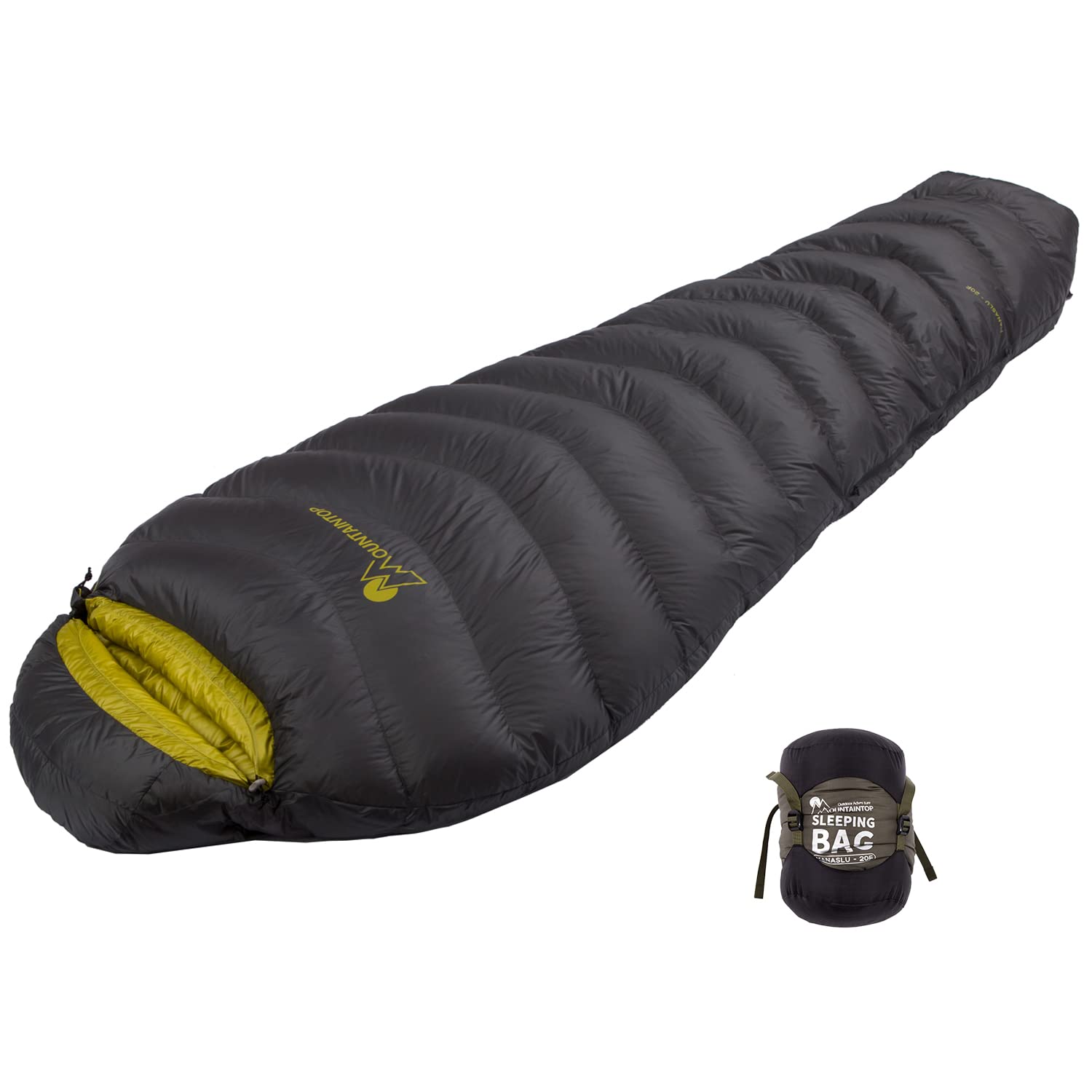 Mountaintop Ultralight Mummy Down Sleeping Bag 650 Fill Power Duck Down Suits for 32 Degree F for Camping Hiking Backpacking
