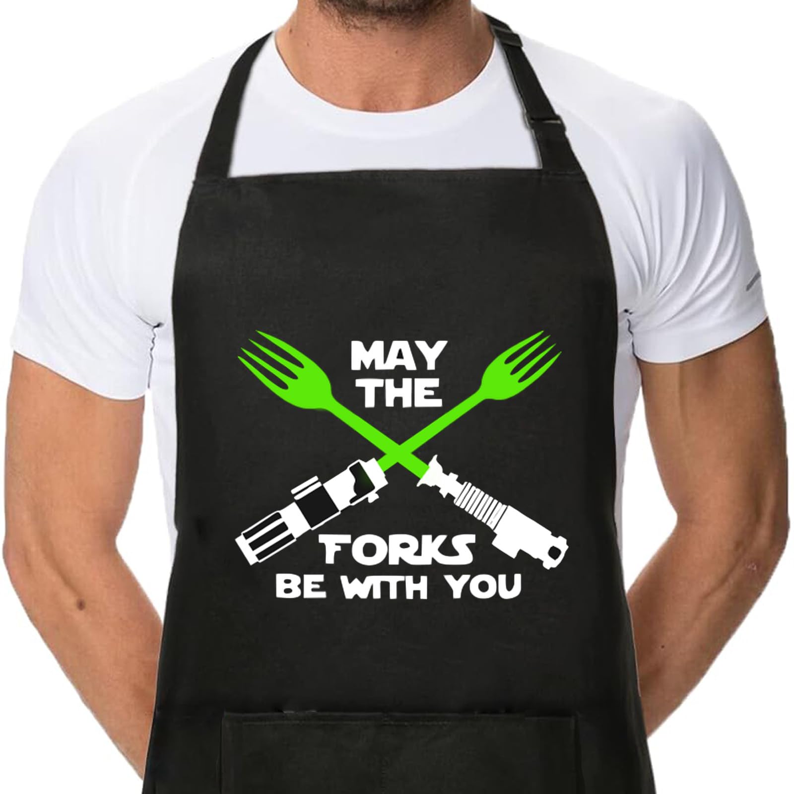 Delantal de cocina – Star Wars Delantal con 2 bolsillos para hombre y mujer | Delantal de cocina resistente al agua, para cocinar, hornear, barbacoa para casa, restaurante | ajustable