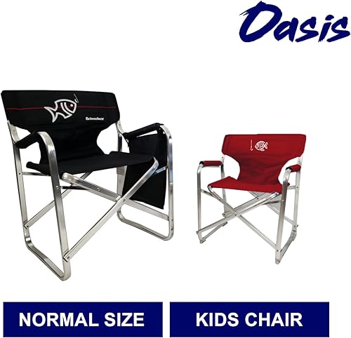 Miniatura 4 de Silla de pesca de tamaño pequeño con soporte para caña - Silla plegable de aluminio premium - Rojo