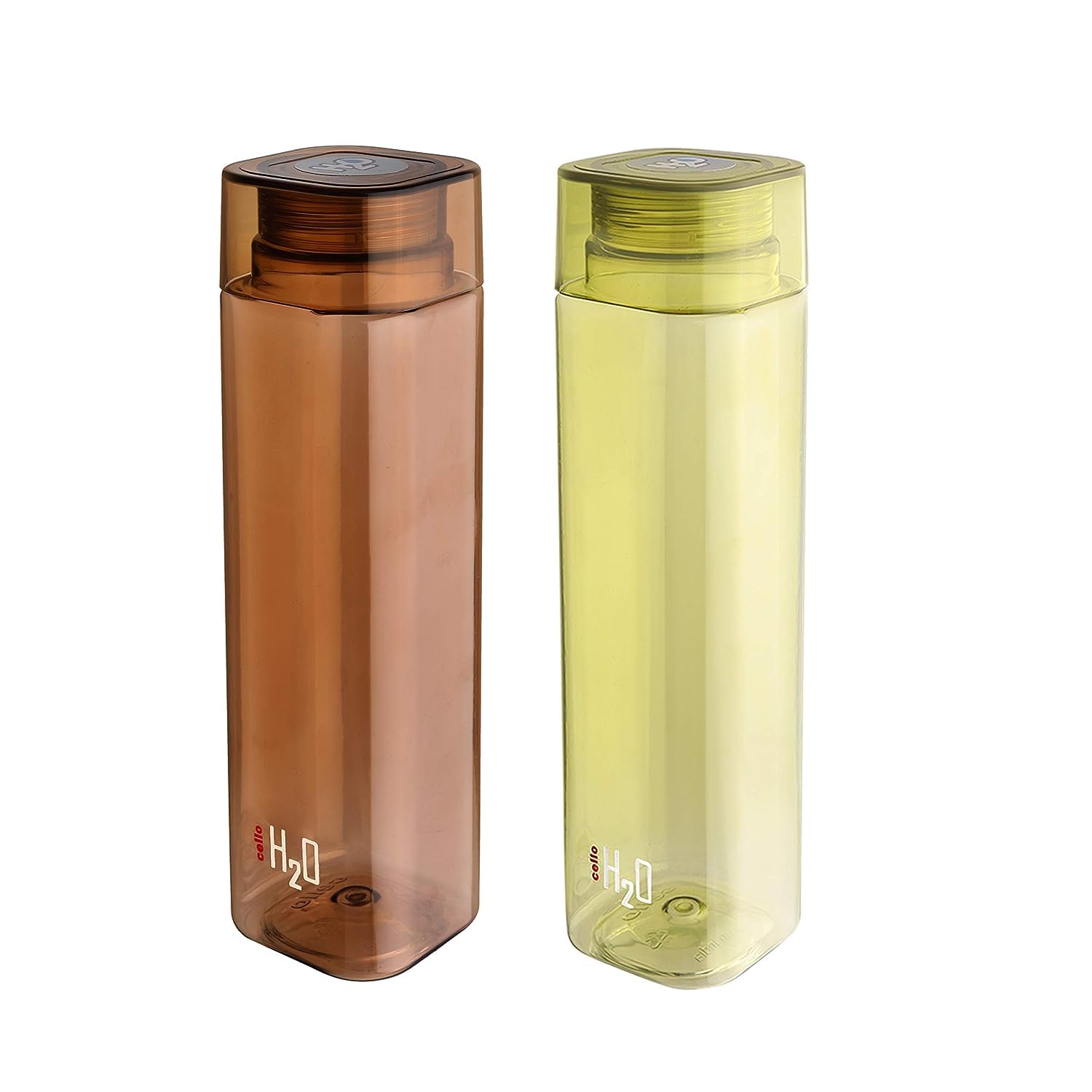 CELLO H2O Squaremate Water Bottle Set of 2, 1000ml Each, Assorted |Food Grade, Unbreakable Bottle For Kids| Reusable Leakproof Lightweight Easy to Carry Fridge Pet Bottle Set For Home, School, Gifting