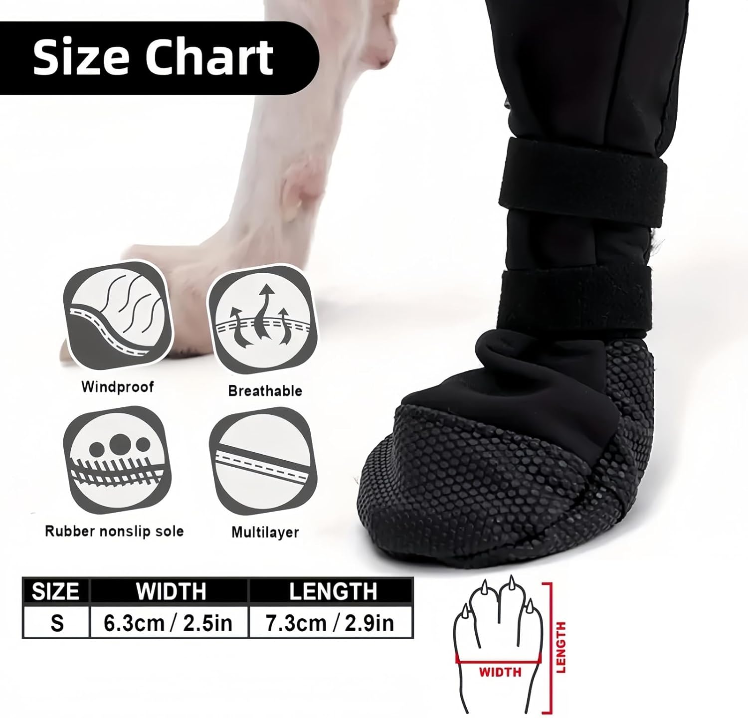 S-Size Dog Boots Paw Protector,Anti Slip Dog Socks Paws Stop Licking,D-og Leg Wound Cover,Waterproof Adjustable Do-g Leg Wound Protector,P-aw Protection,Do-g Sock for Injured P-aw,Small D-og Shoes 6 61JiD nu5SL. AC SL1500