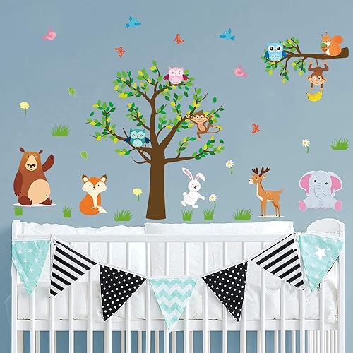 Miniatura 6 de Supzone Calcomanía de pared de animales de la selva diseño de animales diseño de mono jirafa león cebra elefante decoración de pared arte mural de