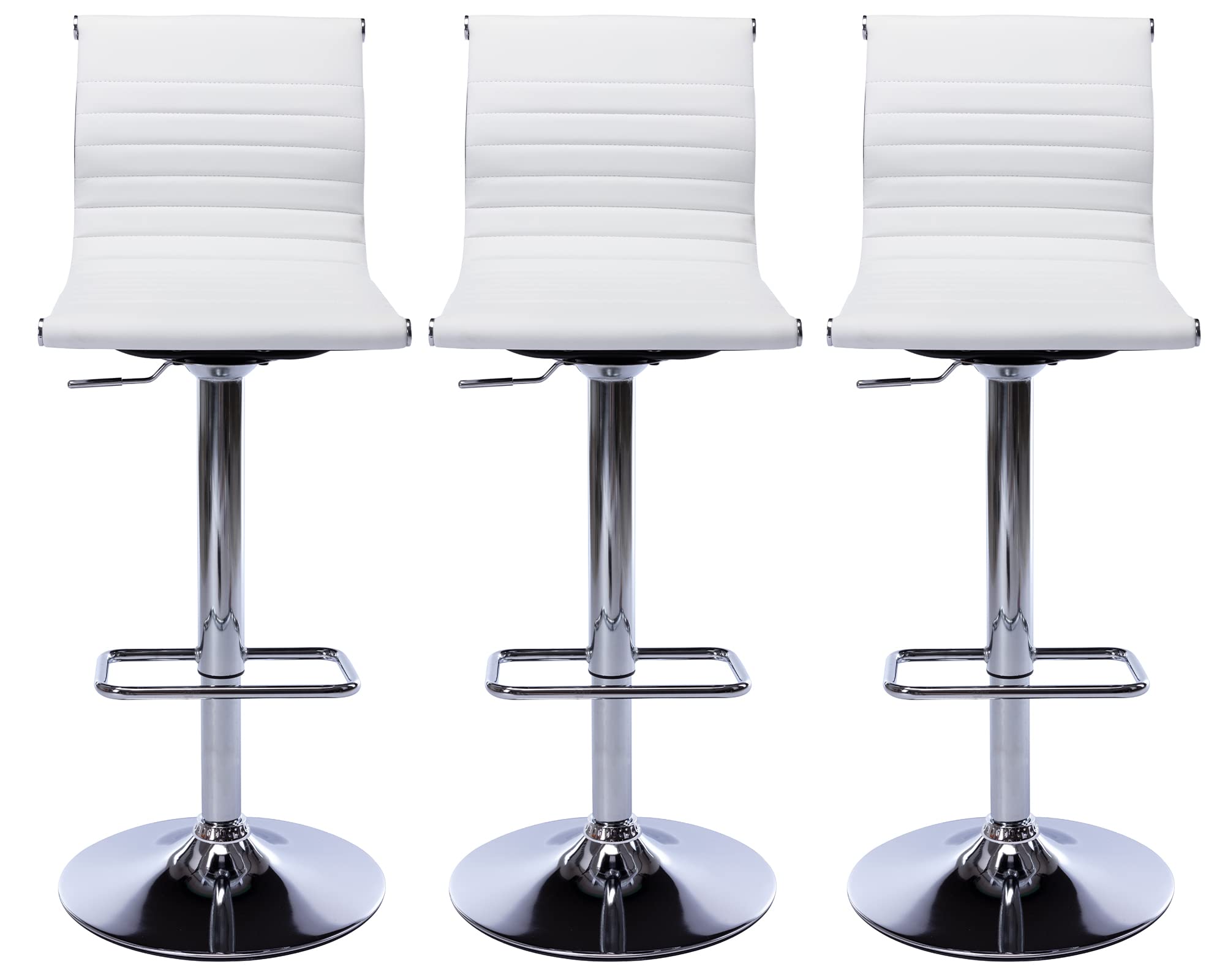 DM Furniture Bar Stools Set of 3 Faux Leather Counter Height Swivel Bar Chairs Modern Adjustable Barstools for Kitchen Island Breakfast Bar Dining