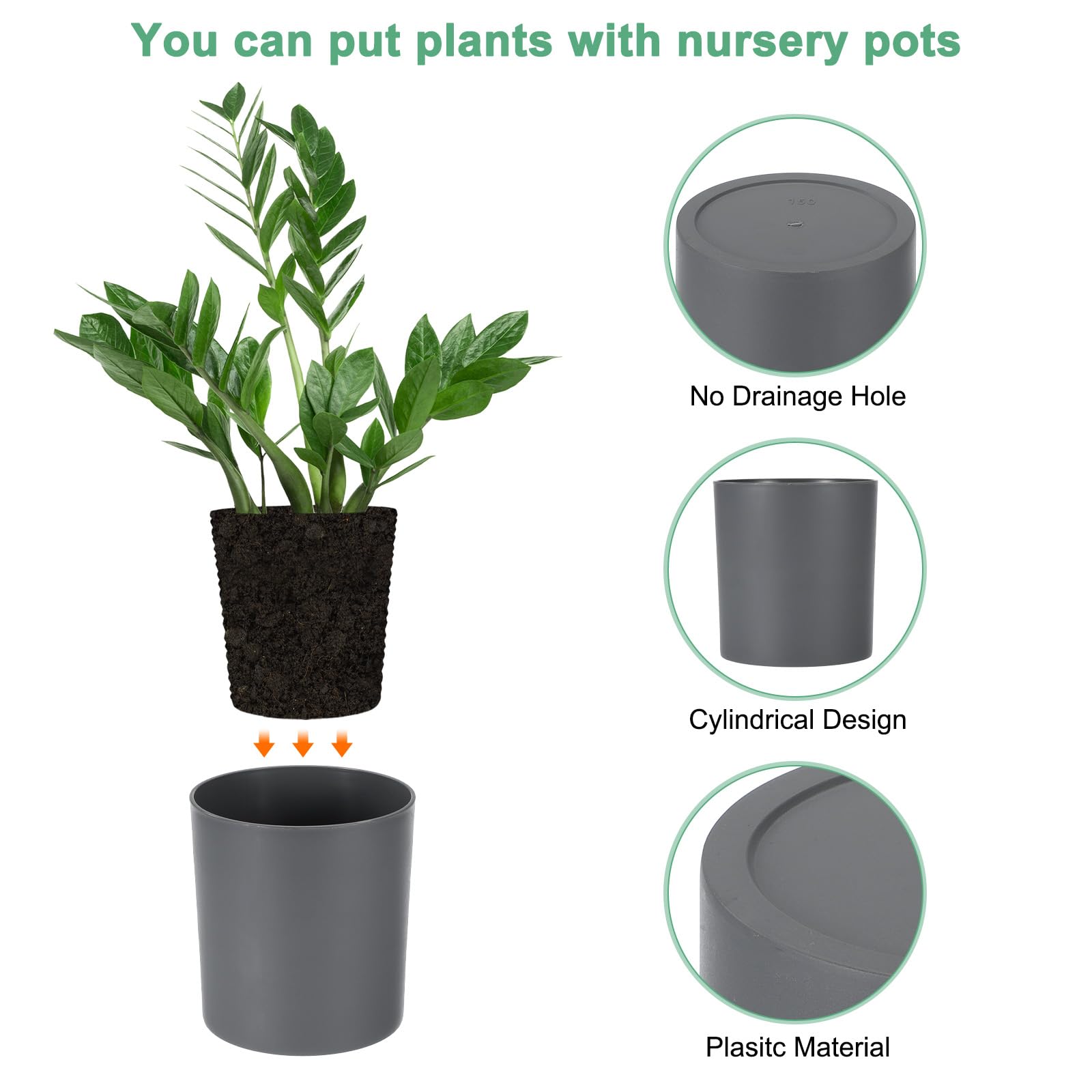 M METERXITY 2-Pack Plastic Plant Pots - Image 2