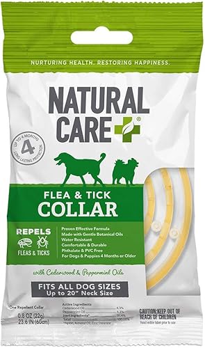 Natural Care Collar repelente de pulgas y garrapatas para perros y cachorros, tratamiento de pulgas y garrapatas de 4 meses para perros, repele