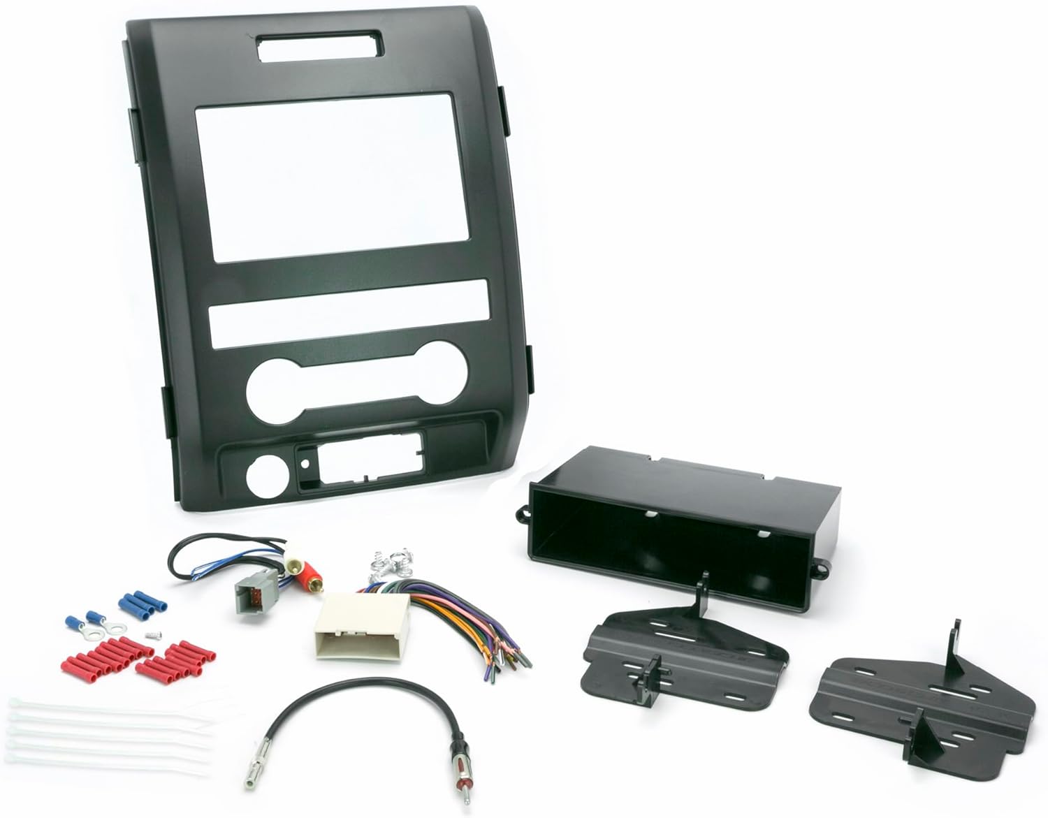 Scosche ICFD7BN Single or Double DIN Radio Install Dash Kit and Harness Compatible with 2009-12 Ford F-150 XL Pickup (Base Trim Only) - Complete Basic Car Stereo Installation Kit - Does Not Retain SWC