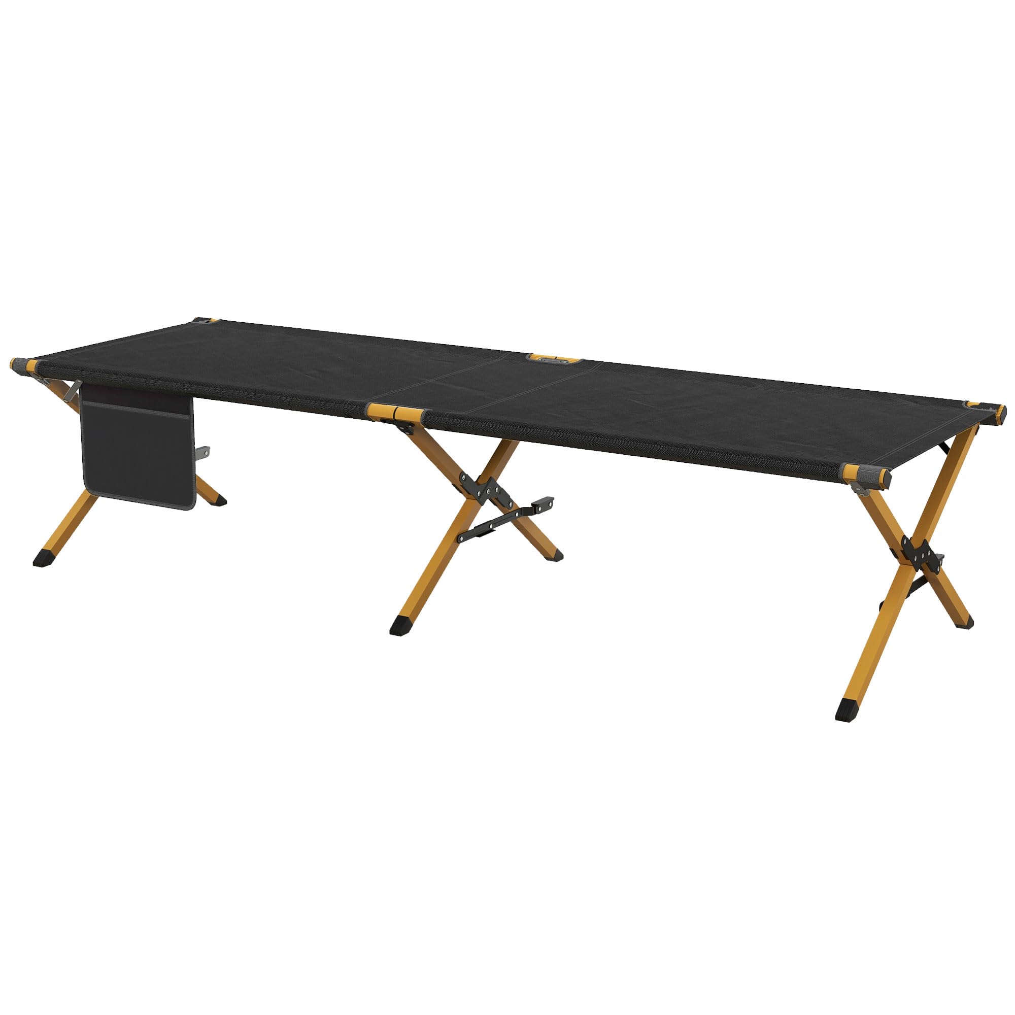 Outsunny - Cama de camping plegable para tumbona, tumbona plegable de aluminio con bolsa lateral, tela Oxford, para playa, camping, jardín