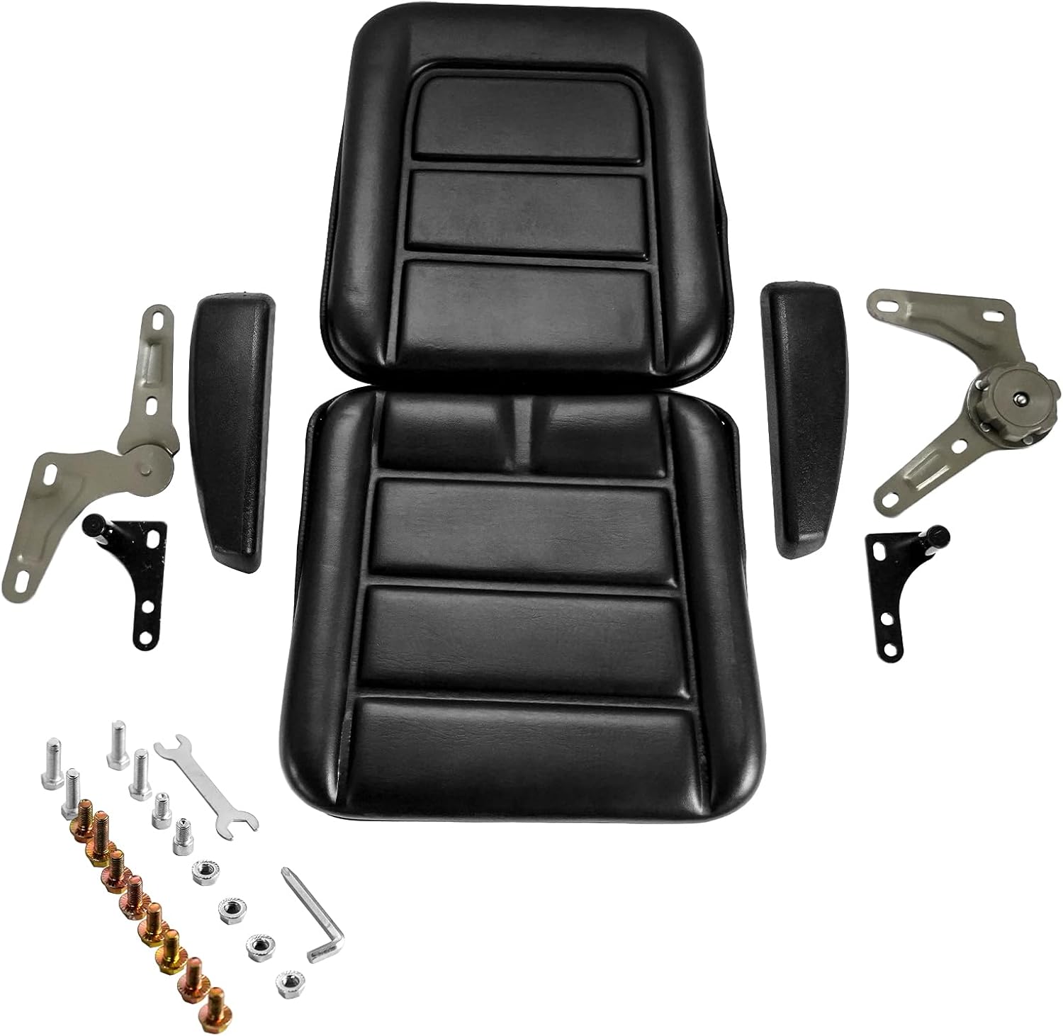 universal forklift seat tractor seat, adjustable mower seat foldable seat, w/armrests & seat switch, 15.8" x 13.8" x 17.7" skid steer loader seat