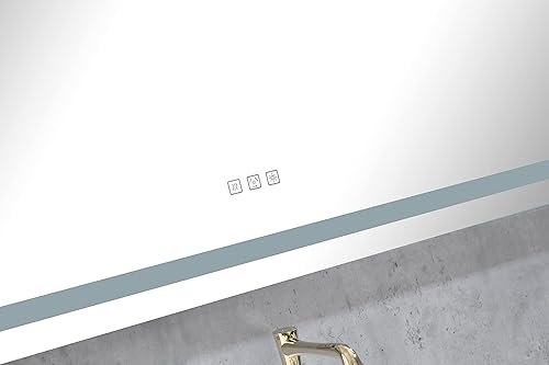 Miniatura 3 de Espejo LED de 40 x 30 pulgadas, espejo de tocador de baño con luces, montado en la pared, memoria antivaho grande, luz frontal regulable, espejo de