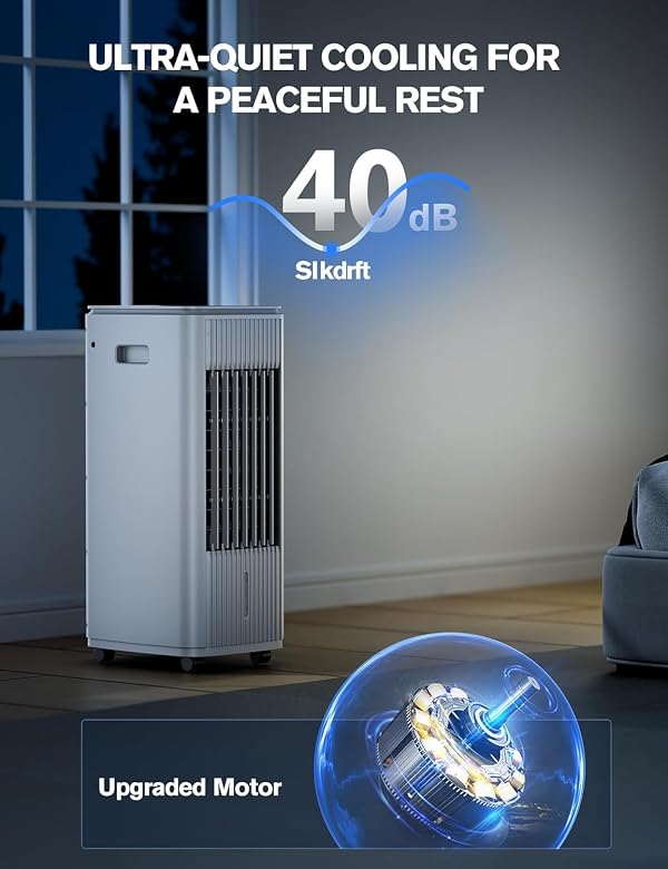 3-IN-1, Portable Air Conditioners, Evaporative Air Cooler w/ 4 Ice Packs, 3L Water Tank for Cooing, 7H Timer for Auto-Off, Swamp Coolers with 70° Oscillation, Cream by Slkdrft - Image 2