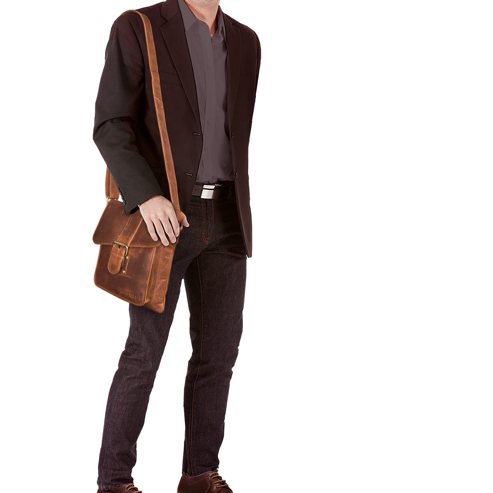 Mattia Männer Ledertasche iPad 10,1 Zoll - Kara - Cognac - Dettaglio