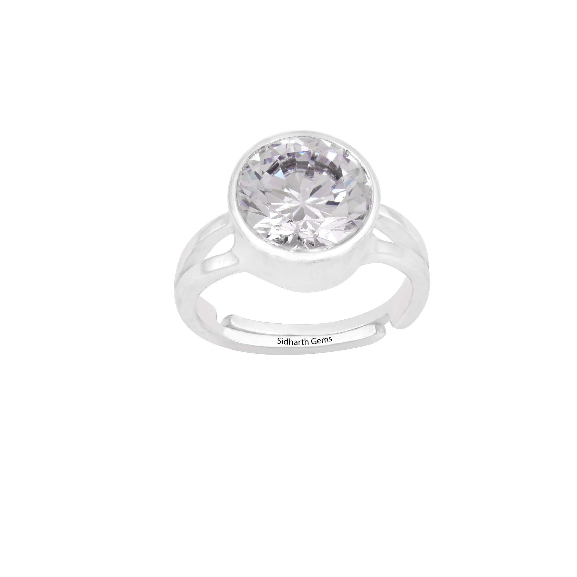 sidharth gems 5.25 Ratti 4.00 Carat Natural Quality Rashi Ratna Astrological White Zircon Stone Silver Adjustable Ring for Men and Women-picture-40