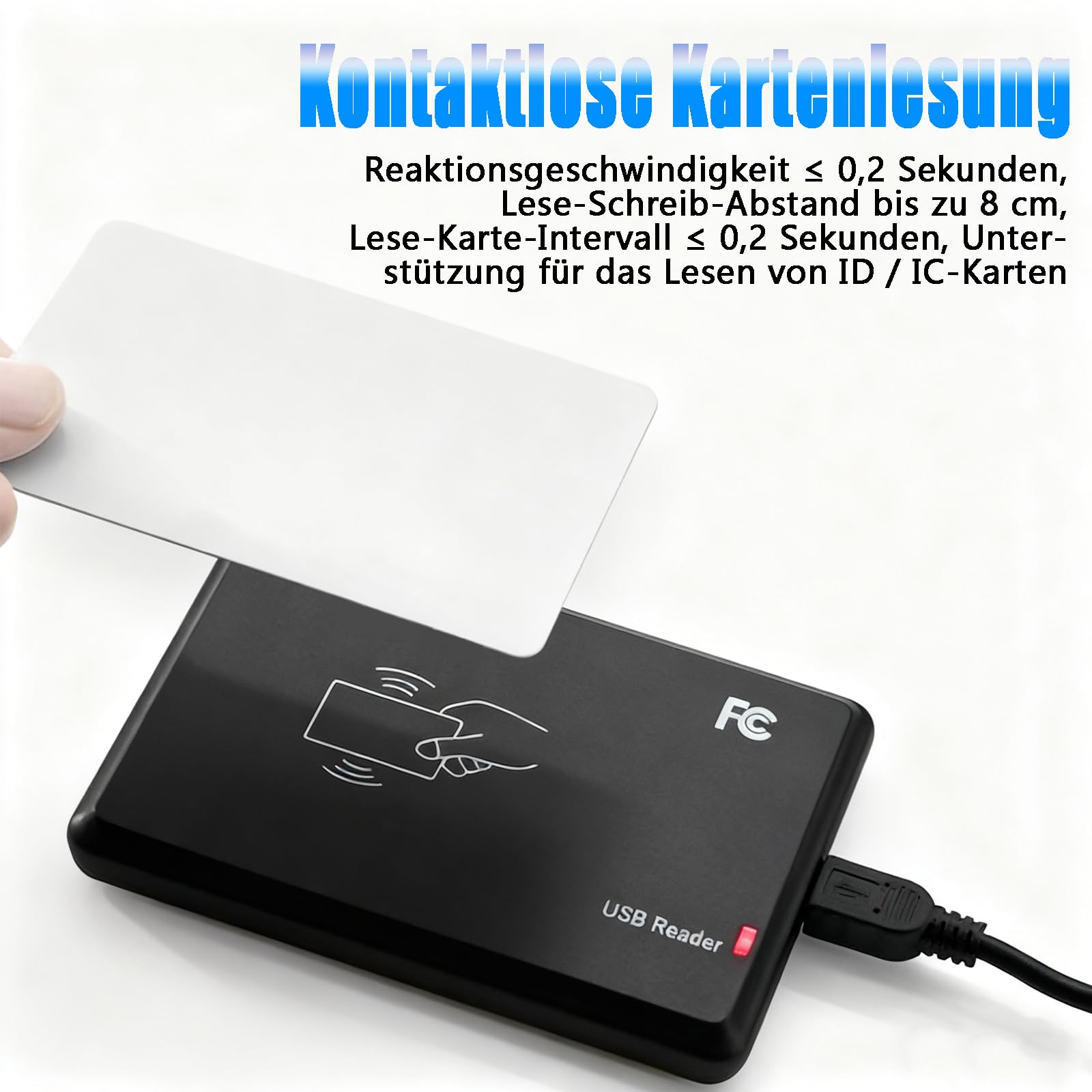 GERUI Lector RFID USB 13,56 MHz sin contacto IC tarjetas S50 S70 14443A LED
