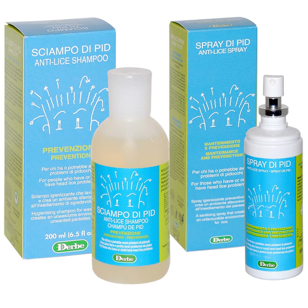 Derbe - Pacchetto Prevenzione Pidocchi - SHAMPOO di PID Duecento ml + SPRAY di PID Cento ml - Per prevenire e mantenere i capelli sani + in OMAGGIO 2 Tisane Funzionali Viropa